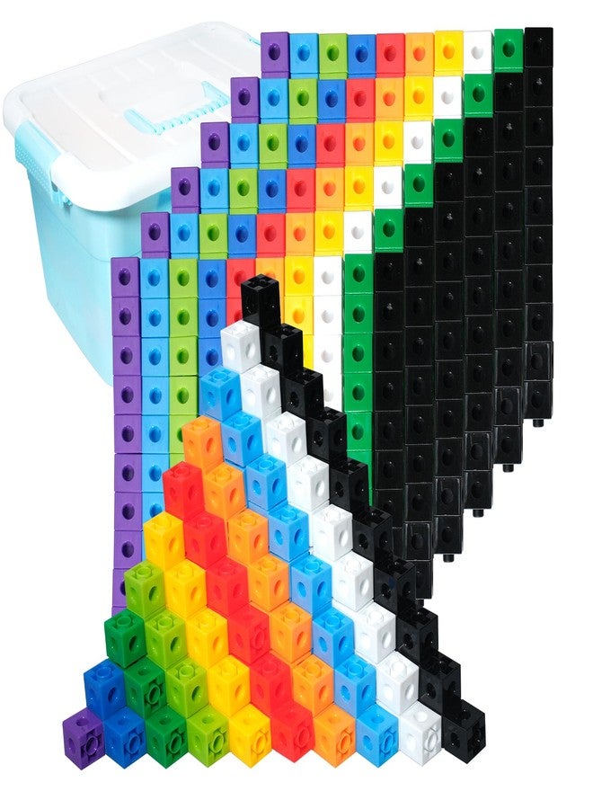 SENONAPO 701 Pcs Math Learning Linking Cube with Storage Container Counting Cubes Plastic Colorful Counting Blocks Math Manipulatives Classroom Learning Supplies for Home School Educational(Blue) - Image 1
